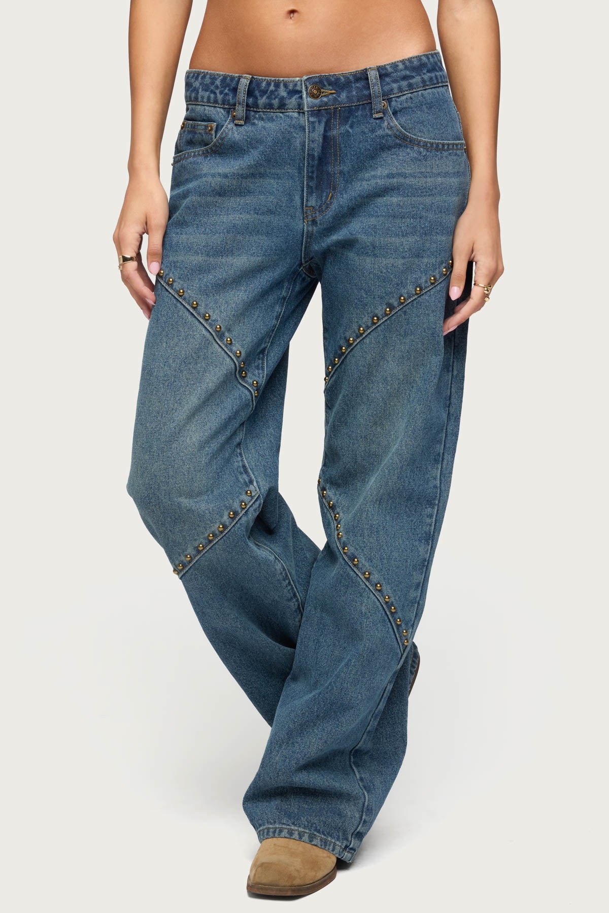 Charla Stud Low Rise Baggy Jeans - Image 2