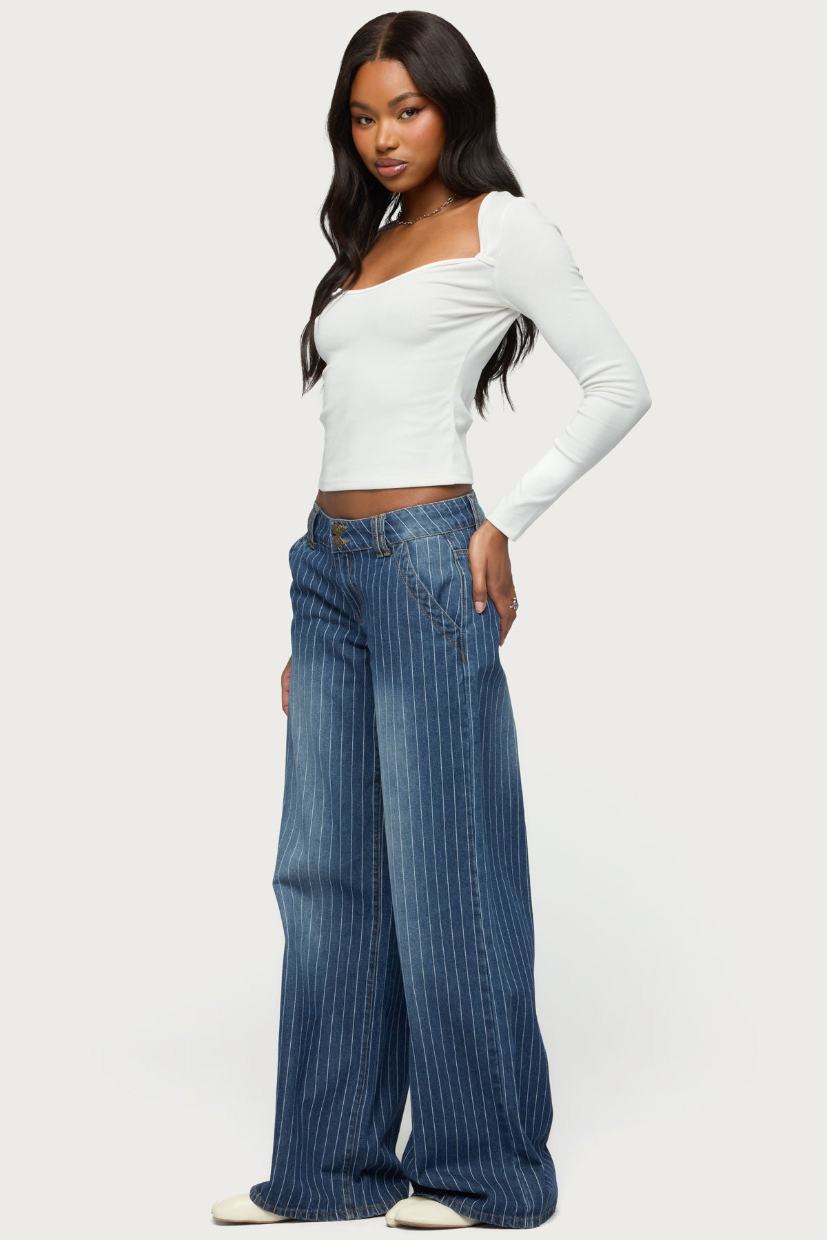 Tall Cory Striped Low Rise Baggy Jeans - Image 5