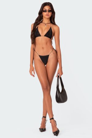 Shimmer Rhinestone String Bikini Bottom