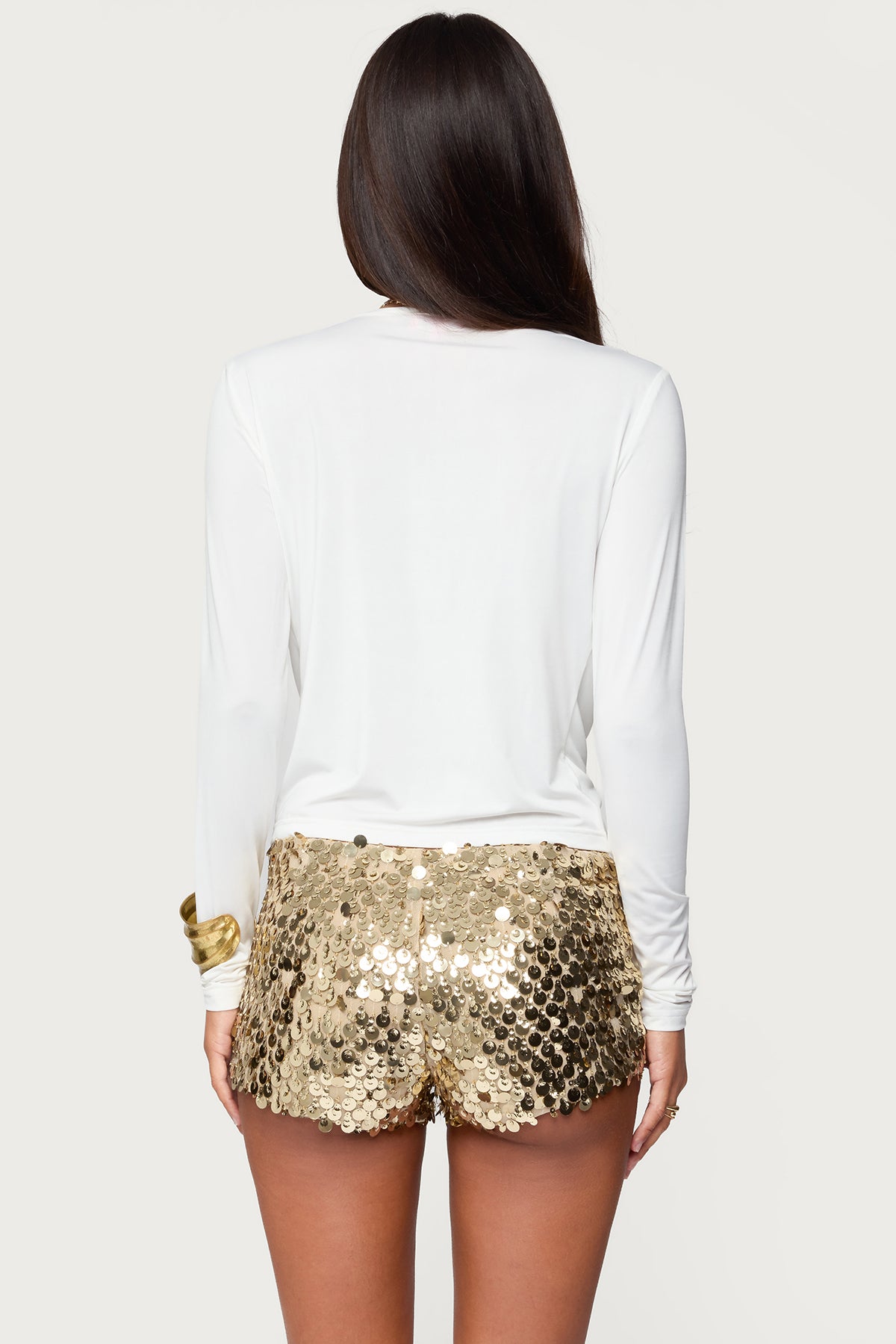 Draped V Neck Long Sleeve Top - Image 4