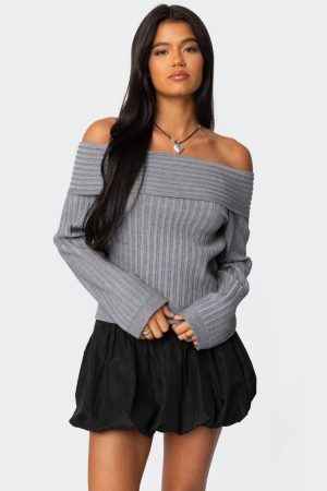 Brandy Fold Over Ribbed Sweater