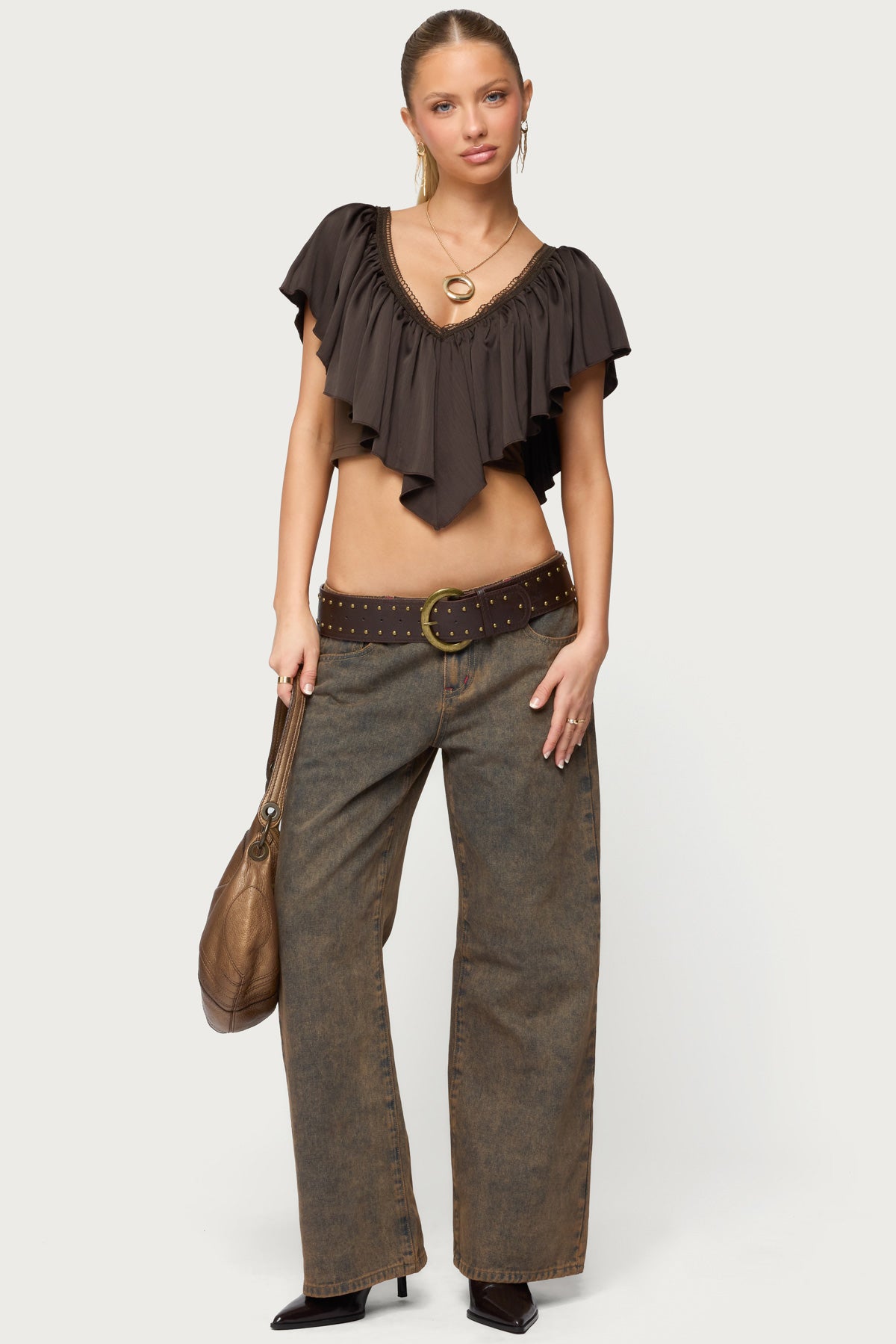 Deena Ruffled V Neck Top - Image 2