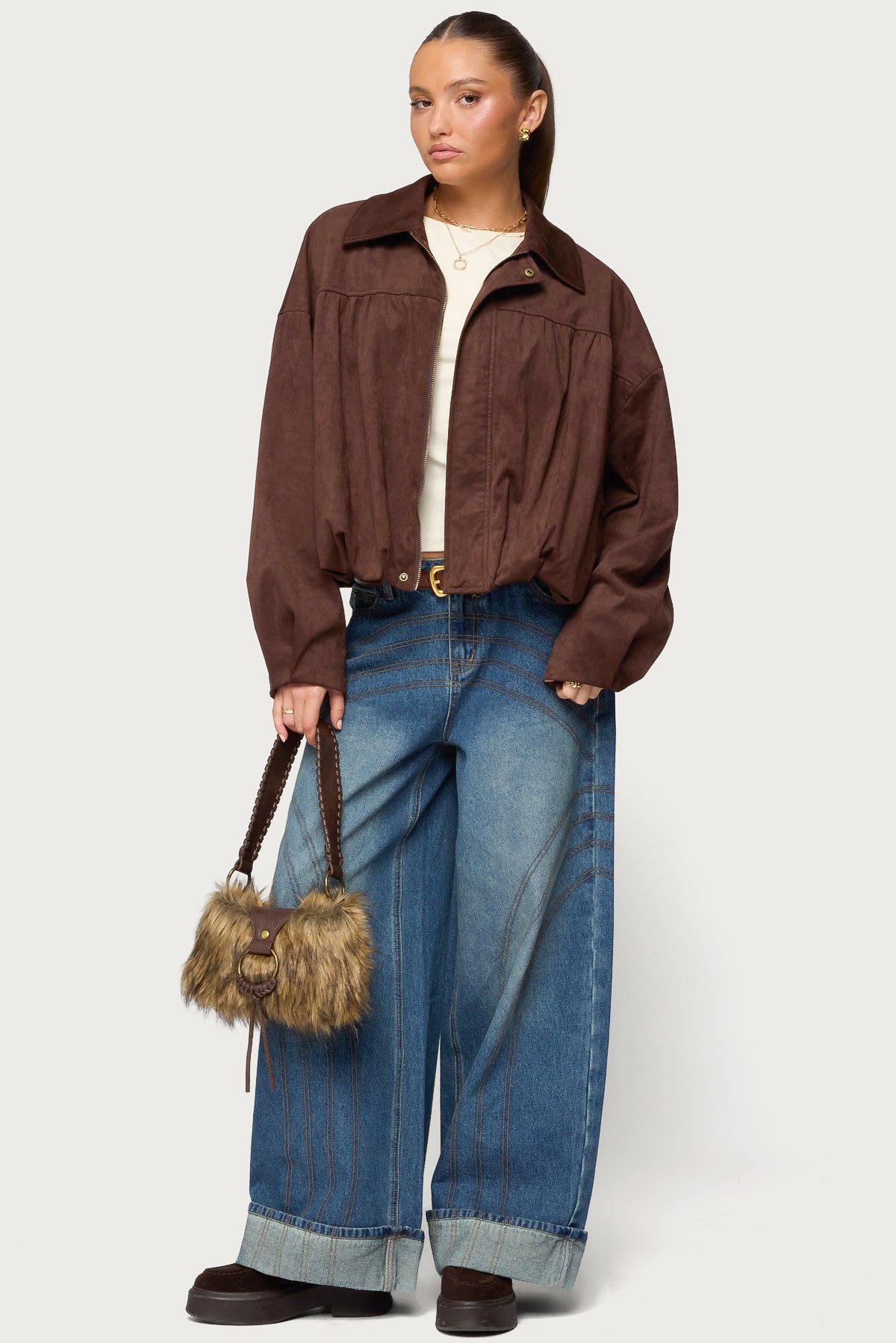 Cuffed Low Rise Baggy Jeans - Image 5