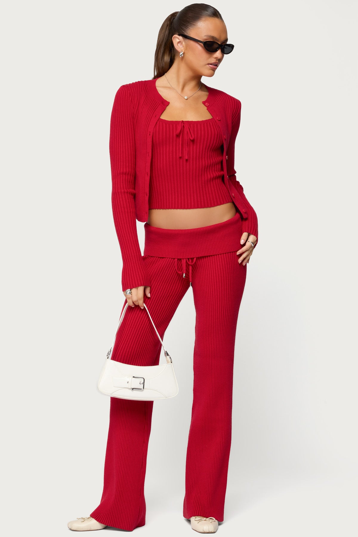 Adannah Ribbed Knit Button Up Cardigan - Image 3