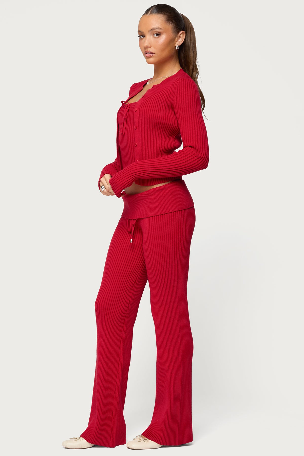 Adannah Ribbed Knit Button Up Cardigan - Image 6