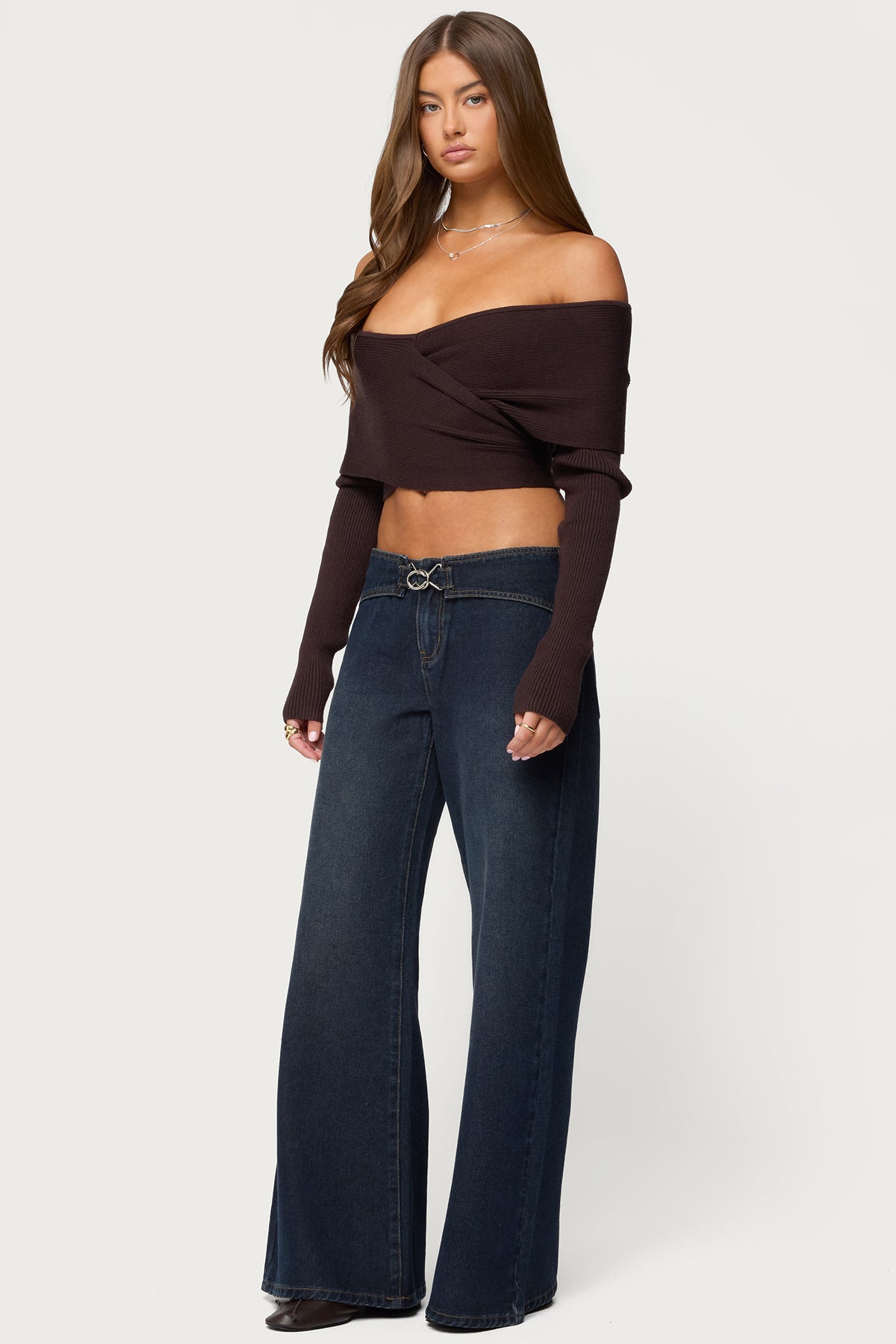 Briah Belted Low Rise Wide Leg Jeans - Image 4