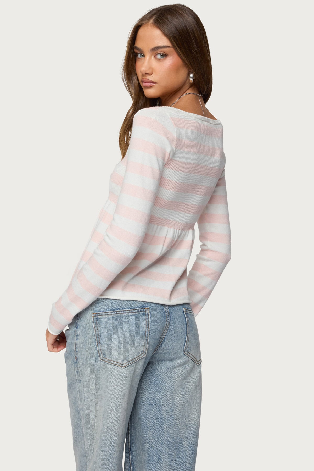 Lockie Striped Knit Babydoll Top - Image 4