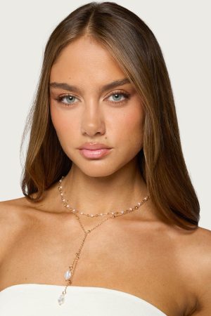 Faux Pearl Cascading Necklace Set