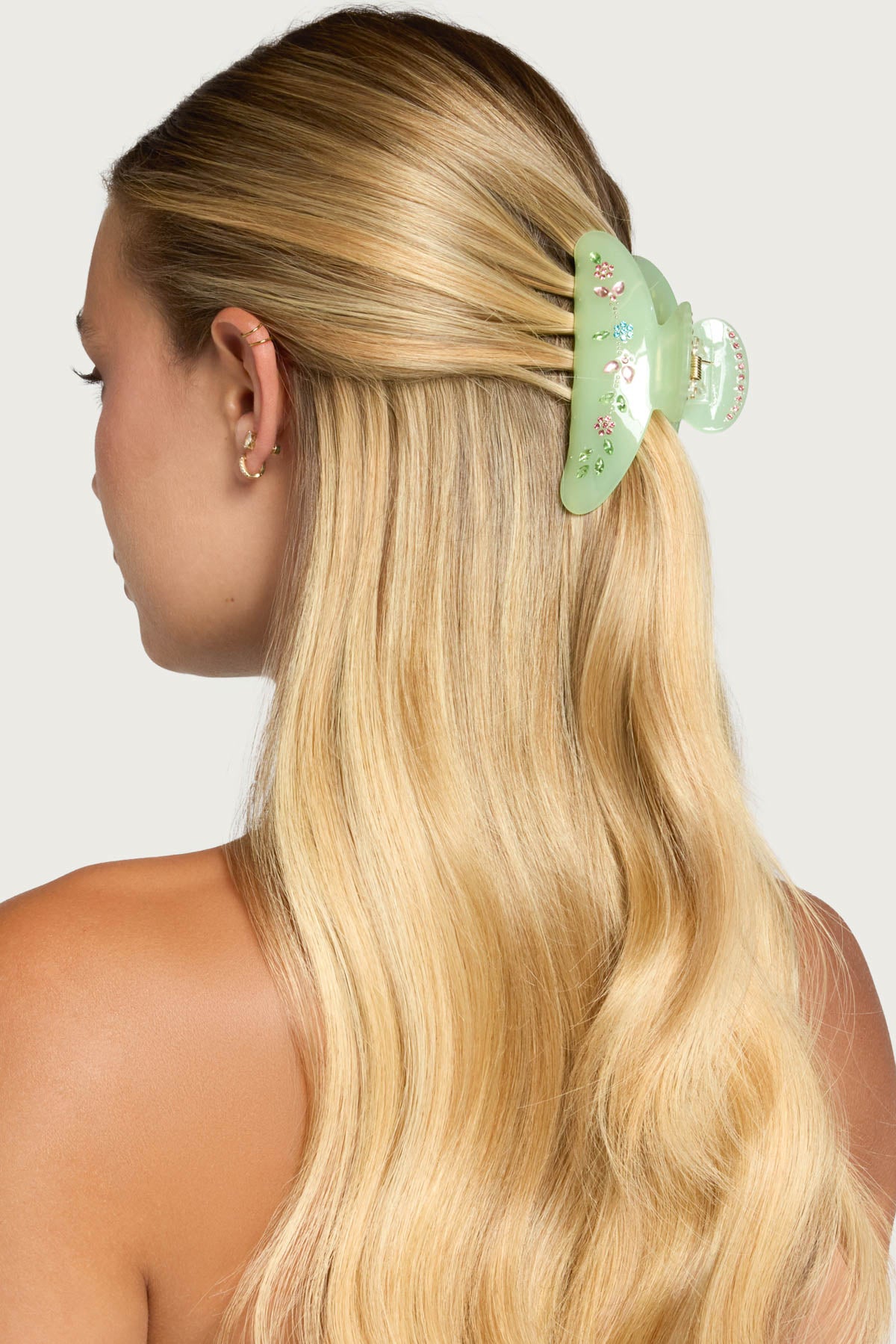 Floral Rhinstone Claw Clip