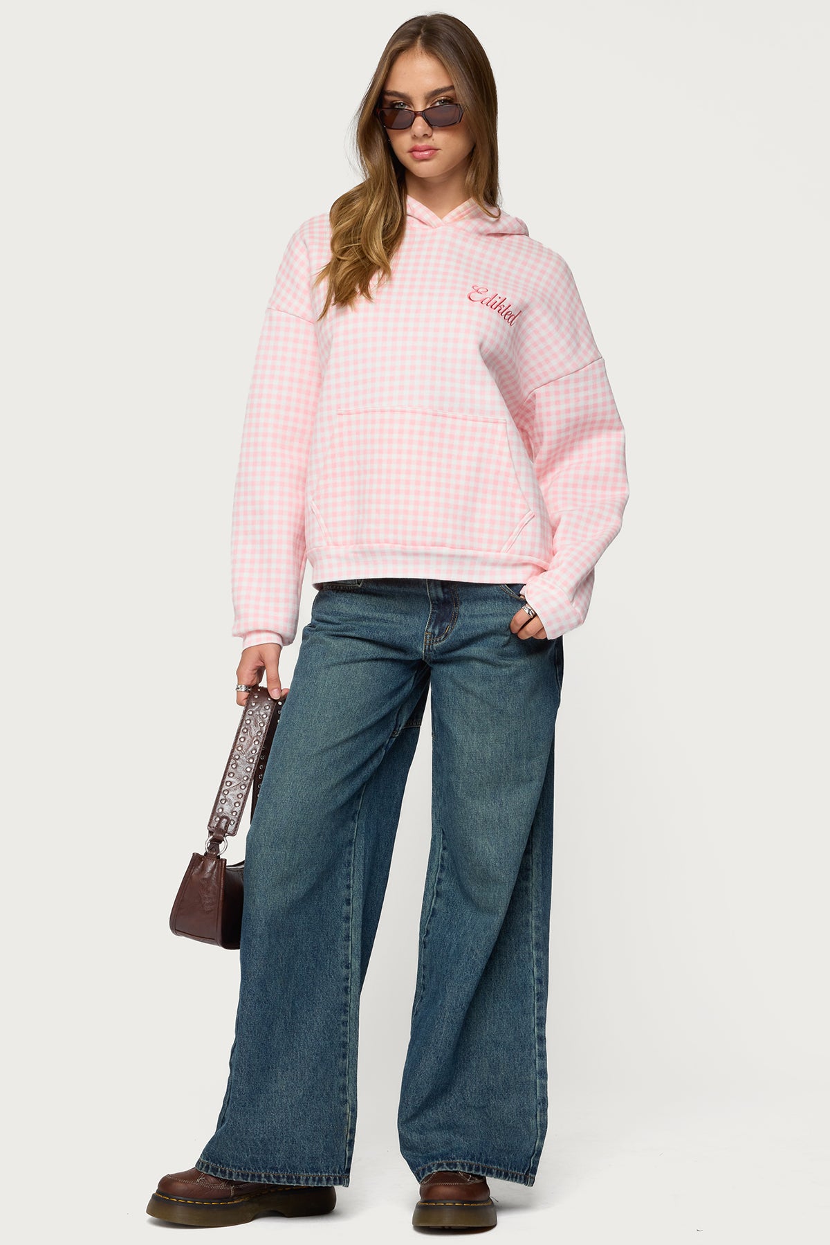 Edikted Gingham Oversized Hoodie - Image 2