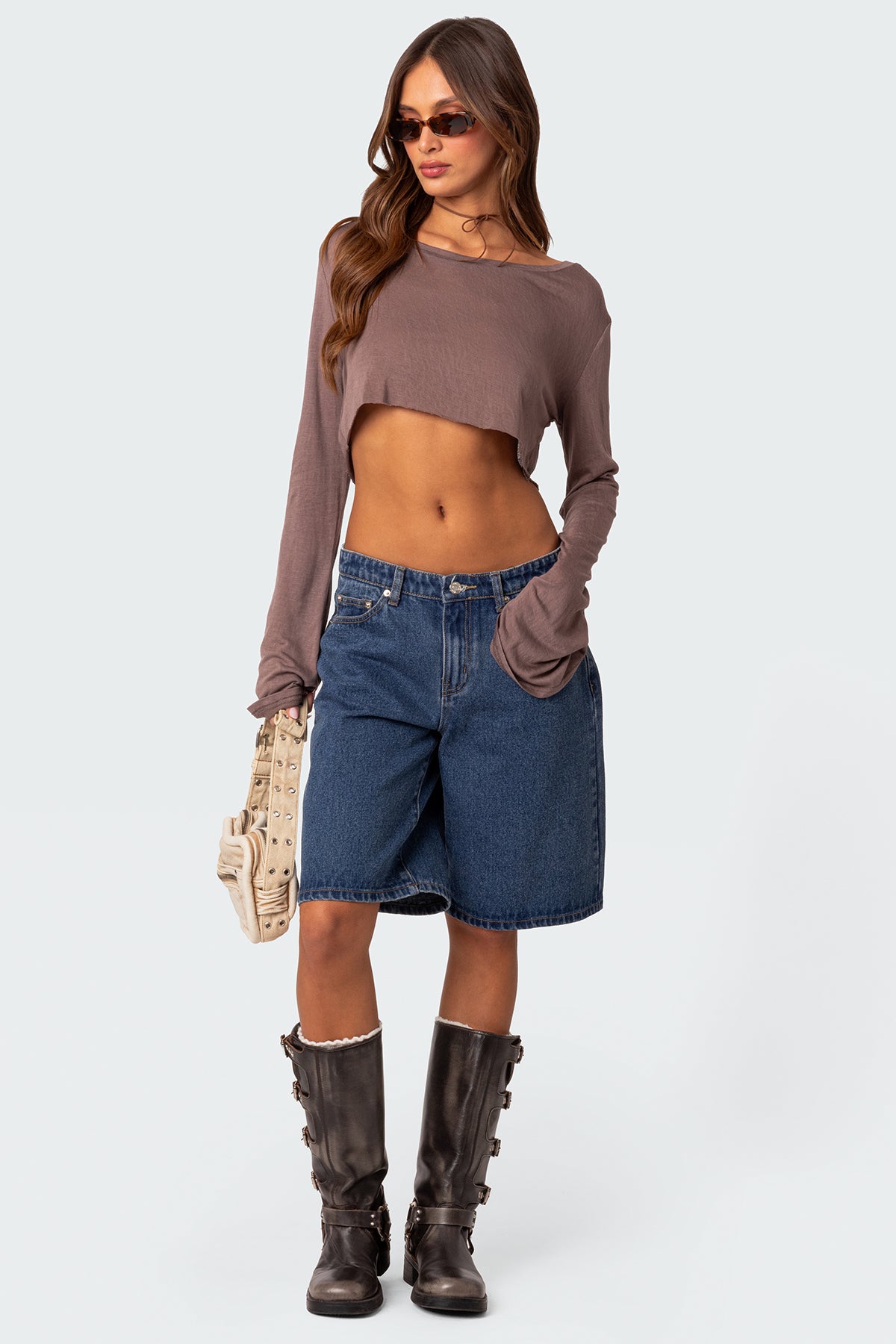 Sheer Raw Hem Crop Top - Image 2