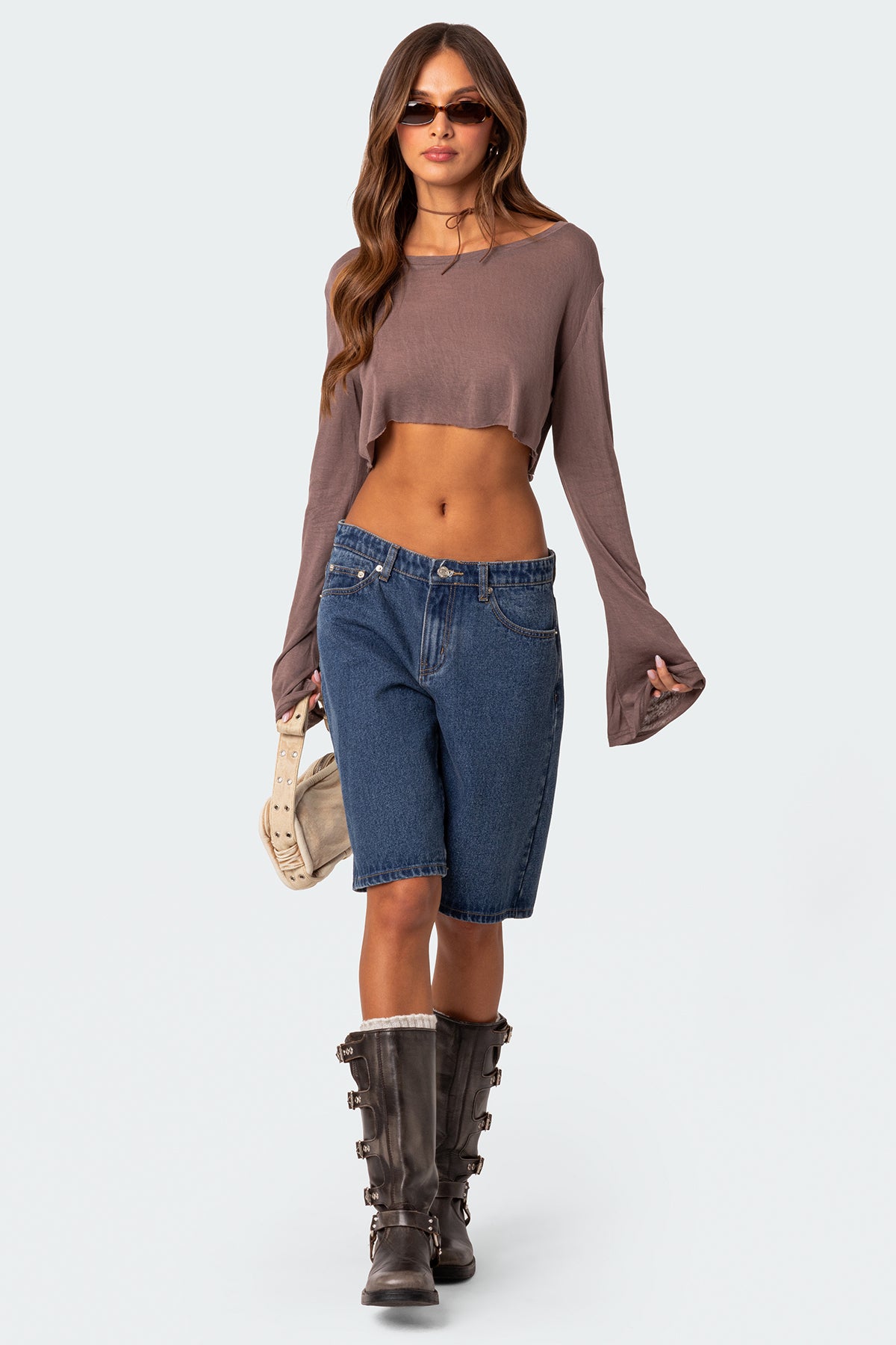 Sheer Raw Hem Crop Top - Image 5
