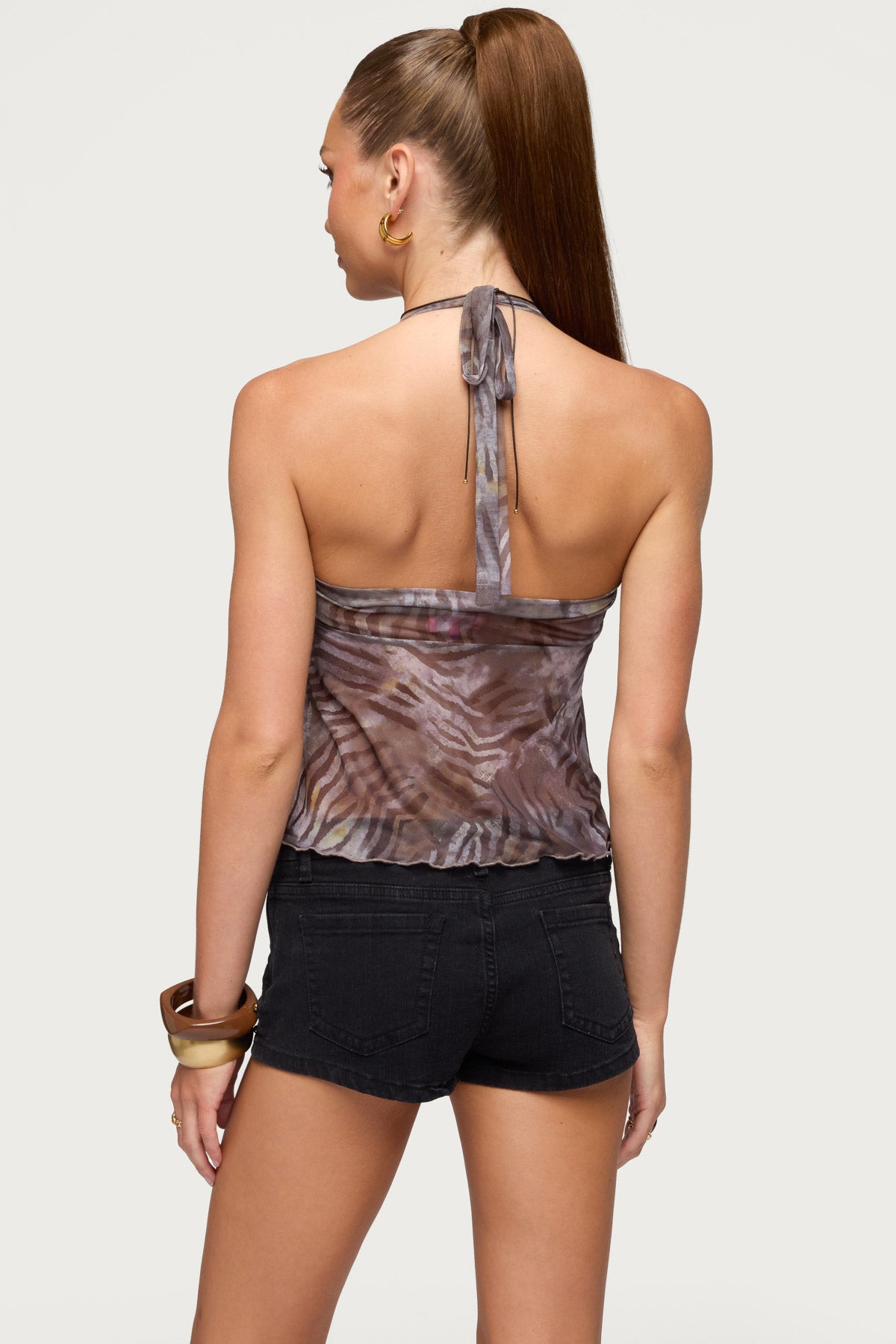 Tiger Printed Mesh Babydoll Top - Image 5