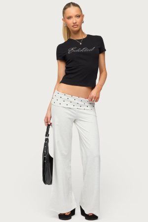 Petite Reeva Polka Dot Foldover Pants