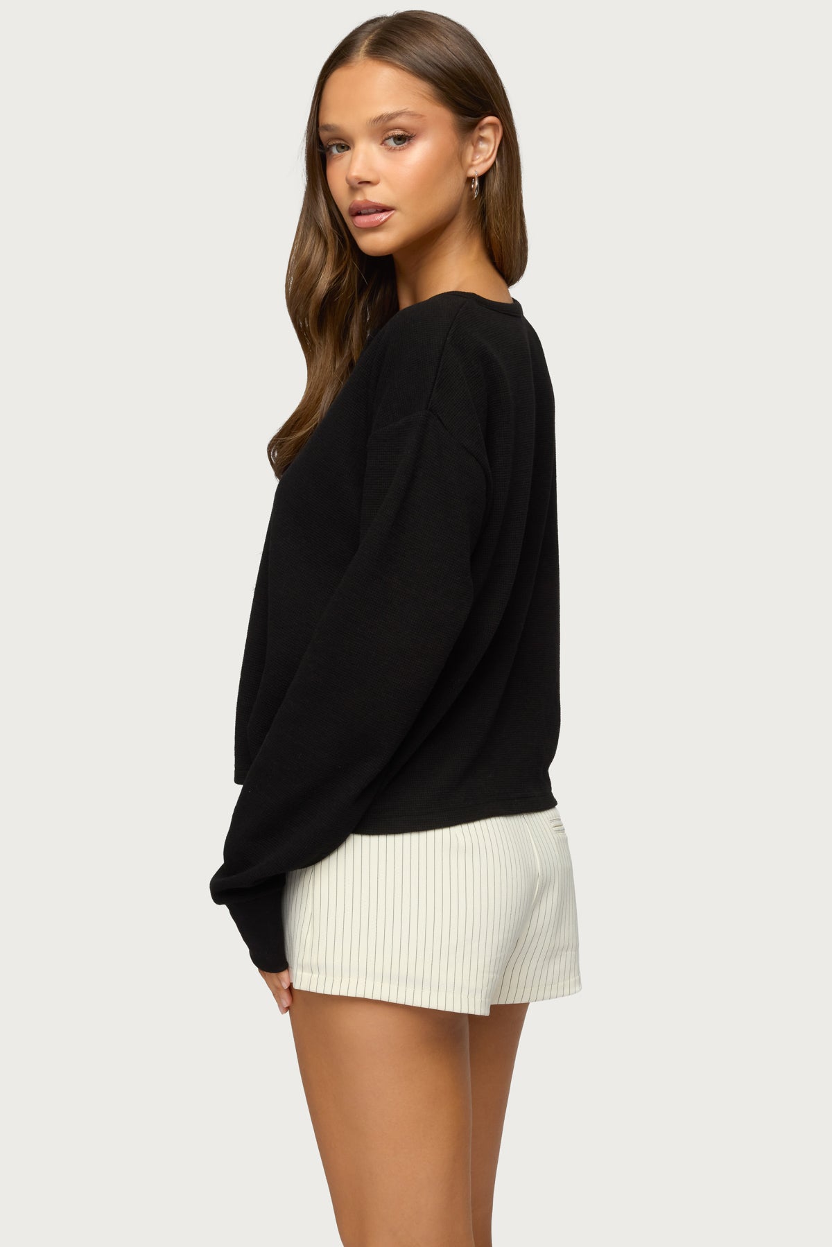Deni Long Sleeve Henley Waffle Top - Image 5