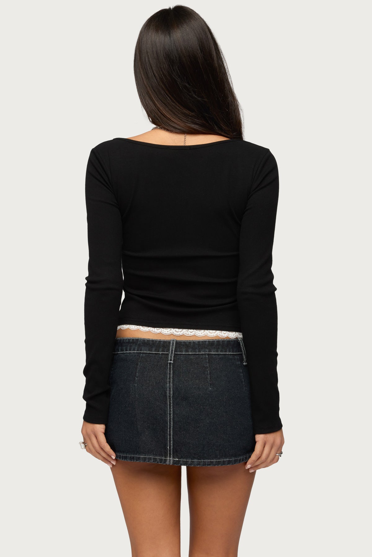 Joana Layered Lacey Henley Top - Image 5