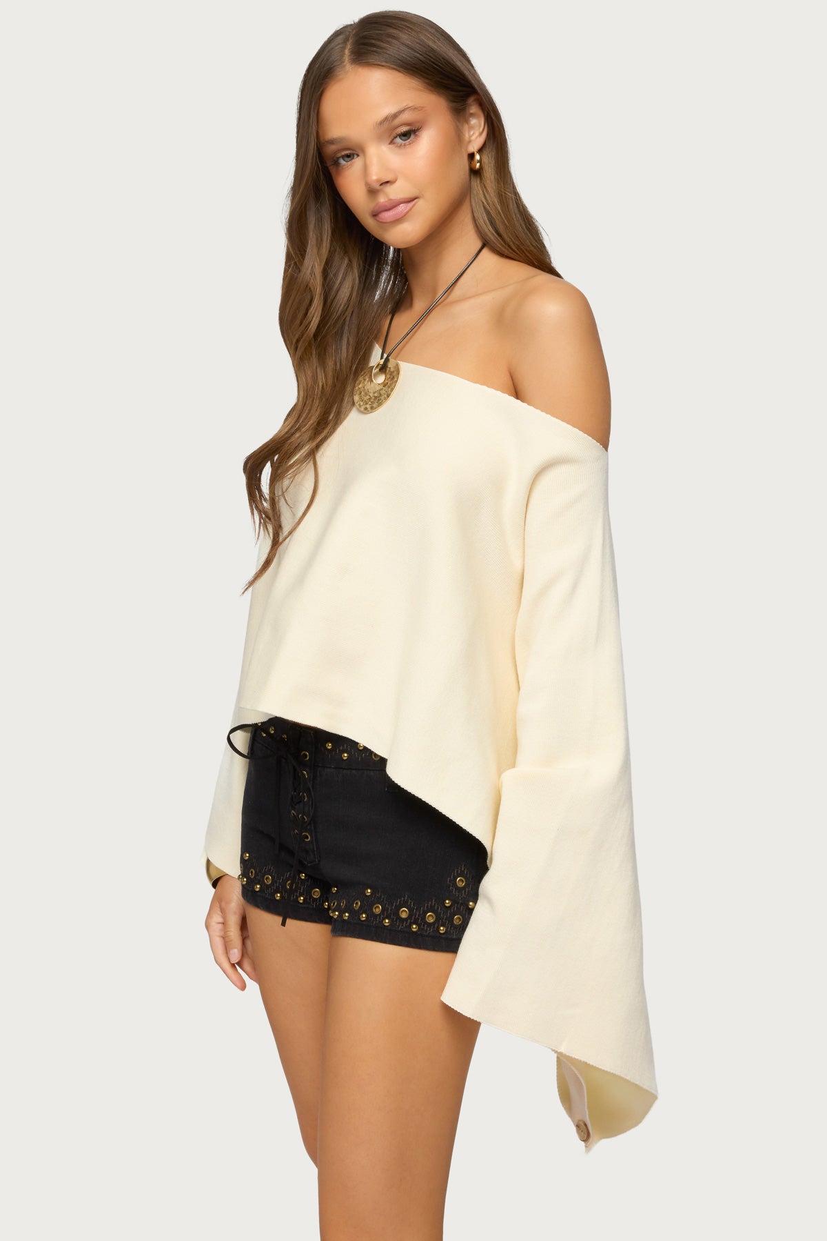 Sharla Off Shoulder Poncho Sweater - Image 4