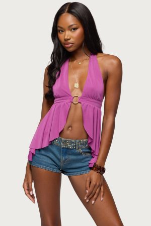 Skye Backless Split Front Halter Top