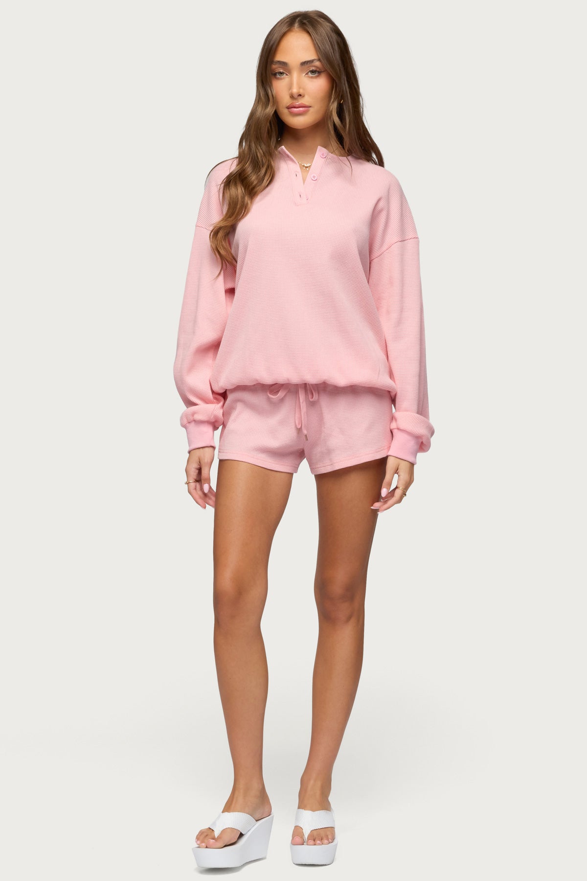 Baila Waffle Henley Top - Image 5