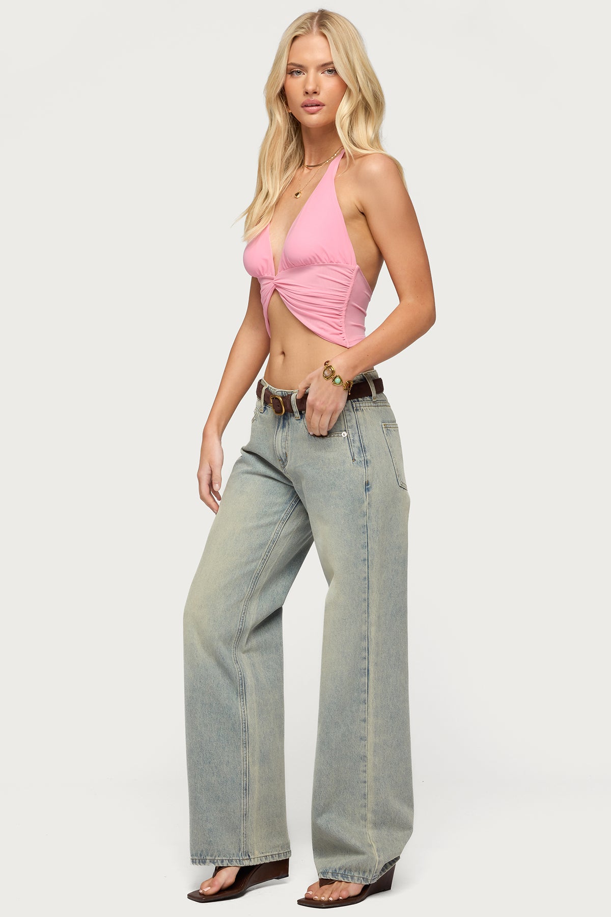 Alani Twisted Cropped Halter Top - Image 4