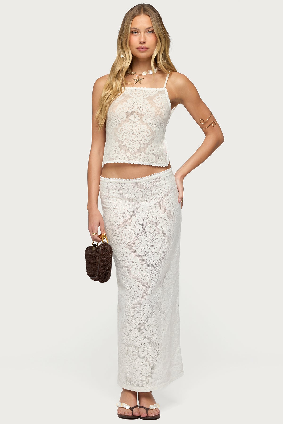 Violette Sheer Lace Tie Back Top - Image 2