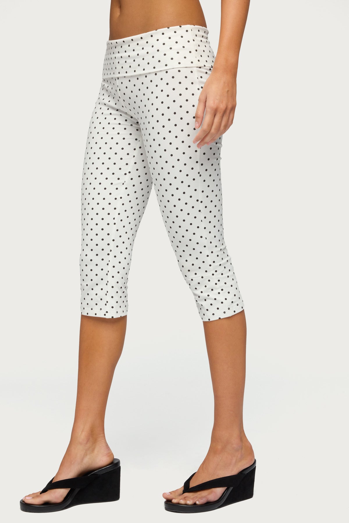 Eloisa Polka Dot Foldover Capri Pants - Image 3