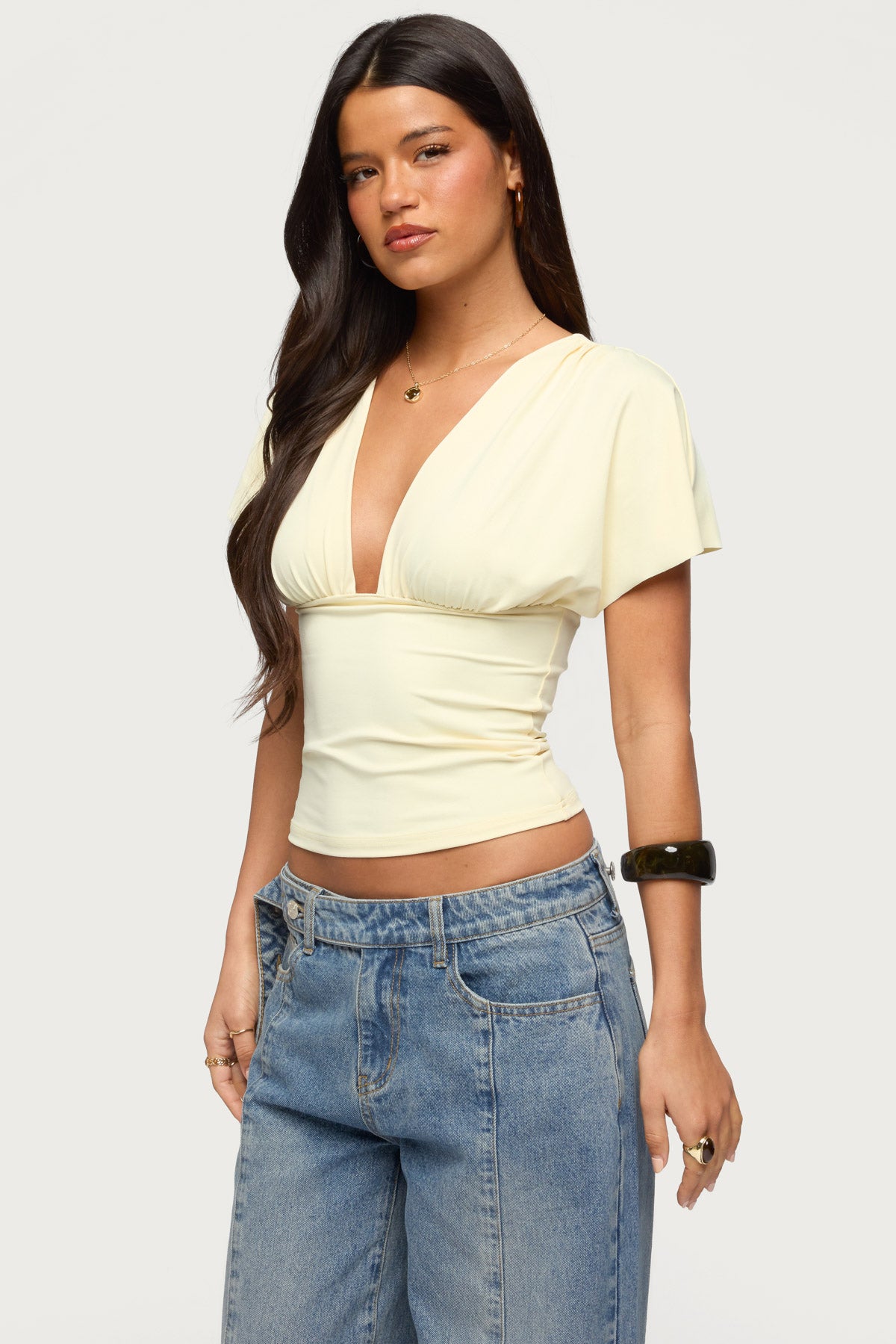 Flutter Plunging V Neck Top - Image 3