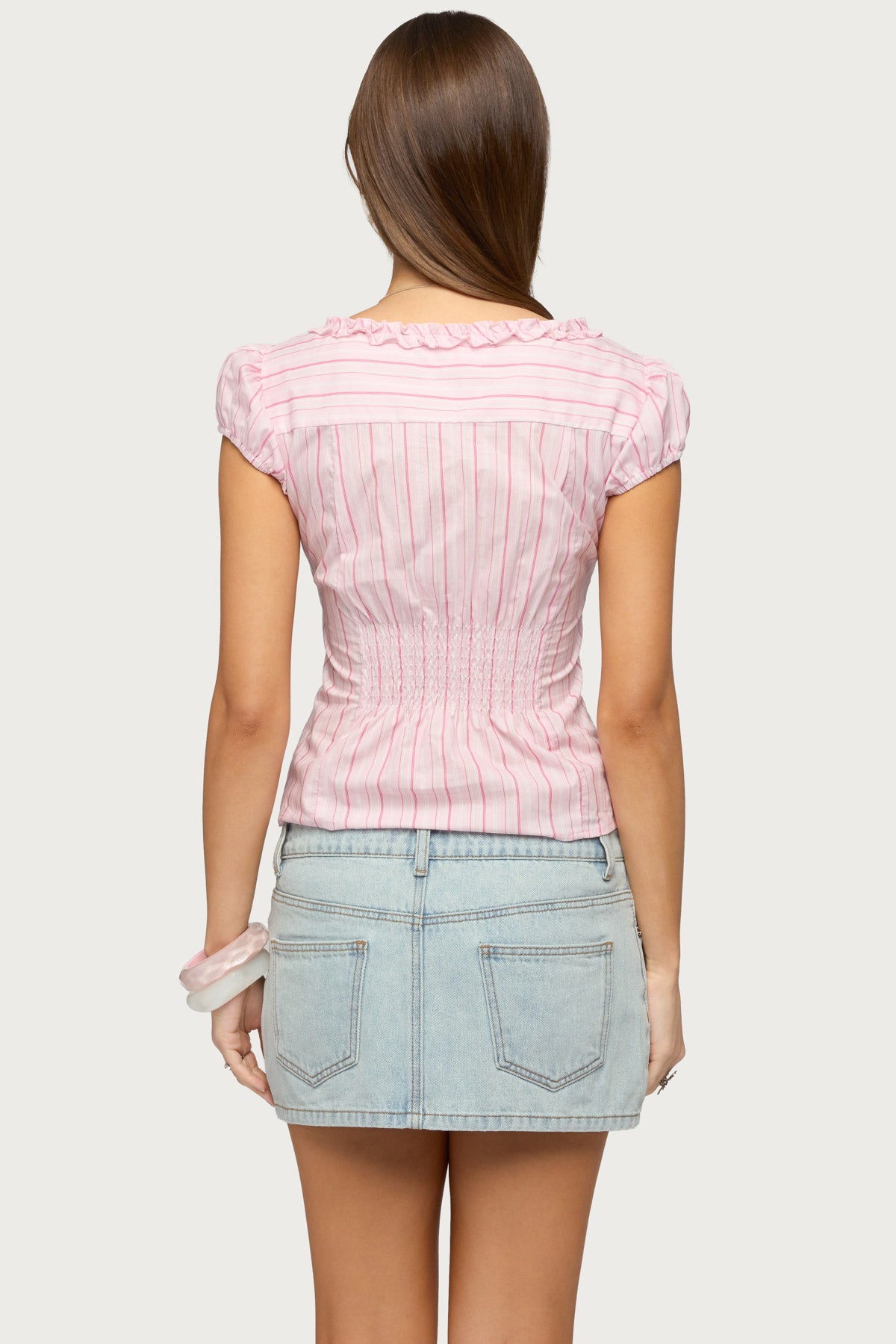Georgia Ruffle Striped Button Up Top - Image 5