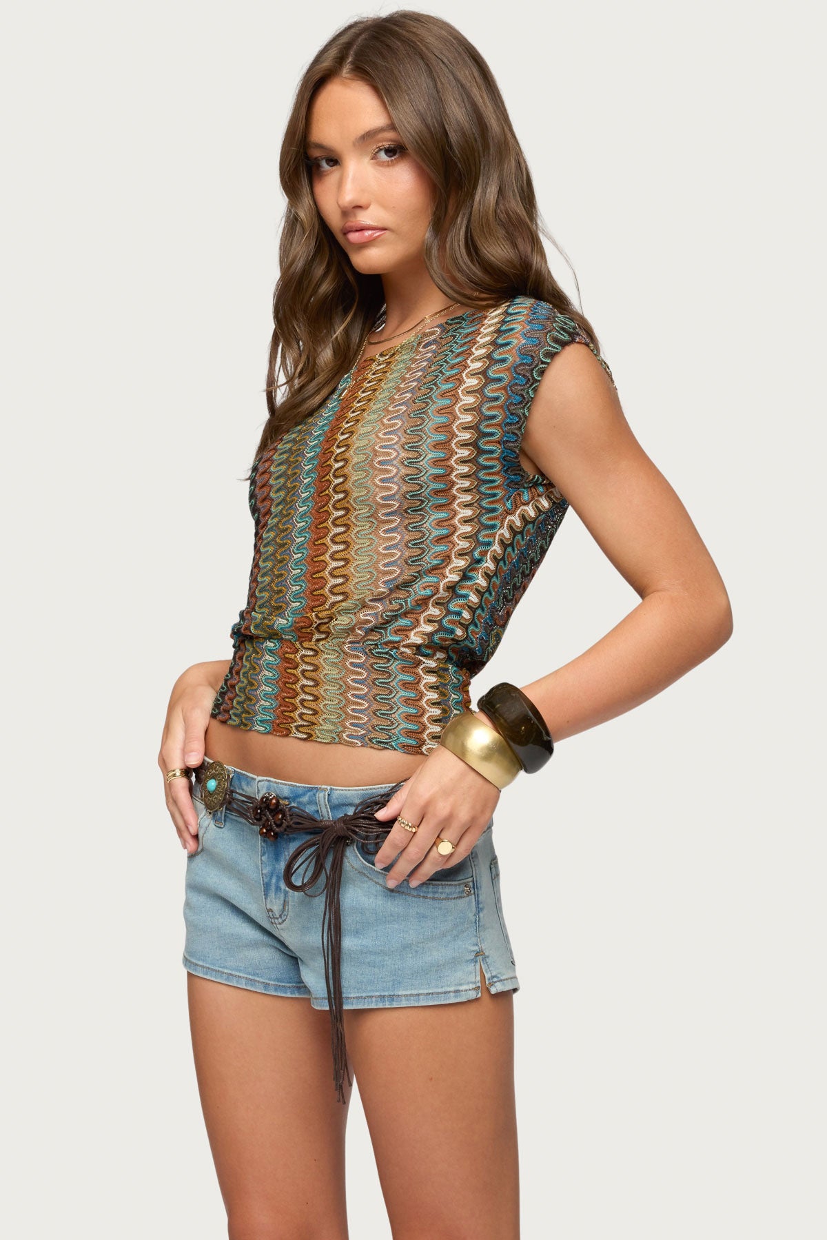 Taniya Off Shoulder Zigzag Crochet Top - Image 4