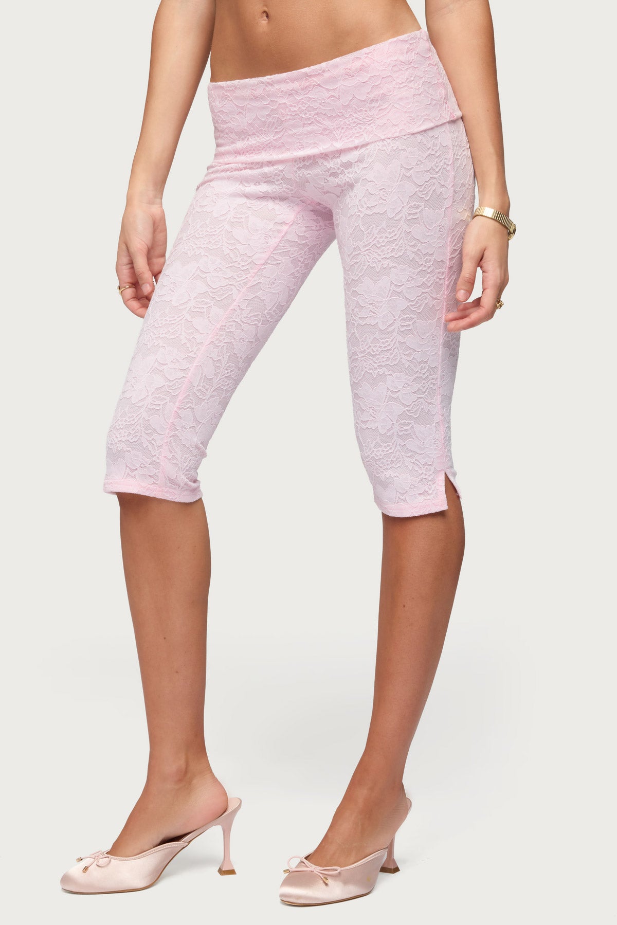 Talisa Foldover Lace Capri Leggings - Image 4