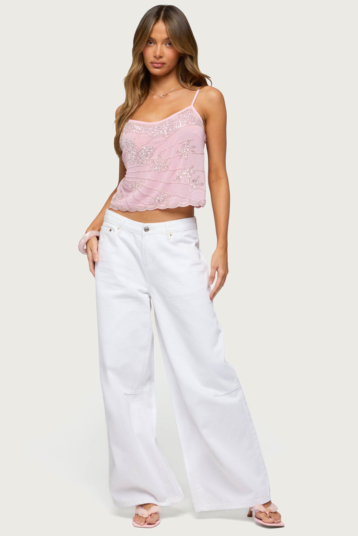 Bead & Sequin Chiffon Tank Top - Image 4