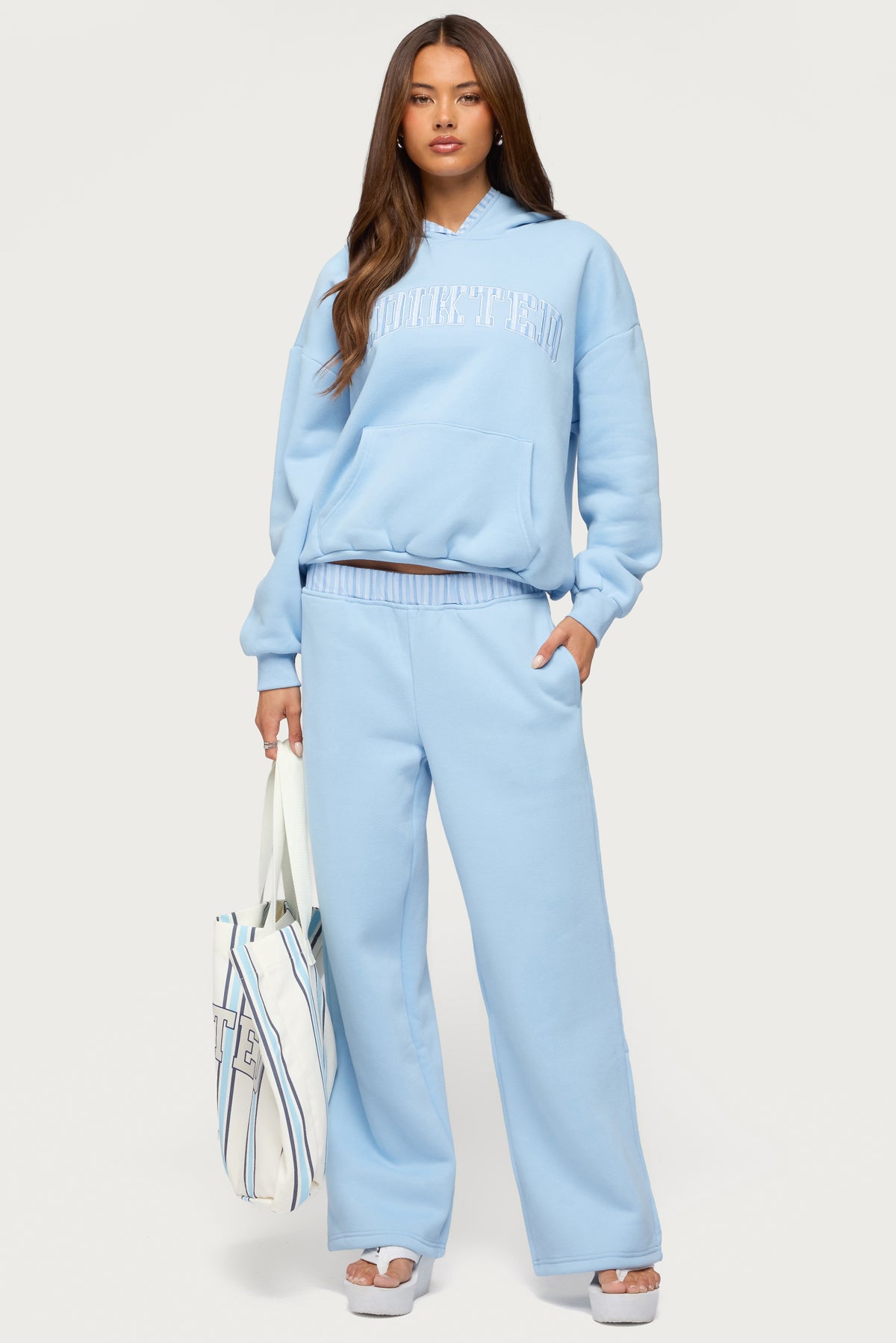 Edikted Core Stripey Wide Leg Sweatpants - Image 6