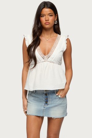 Meadow Linen Look Lacey Top