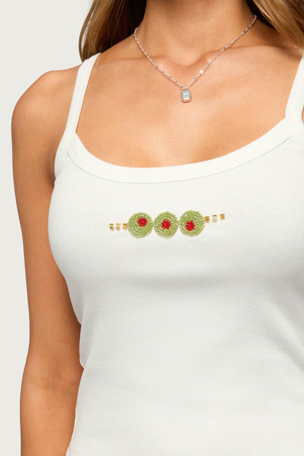 Martini Girl Bead Ribbed Tank Top - Image 3