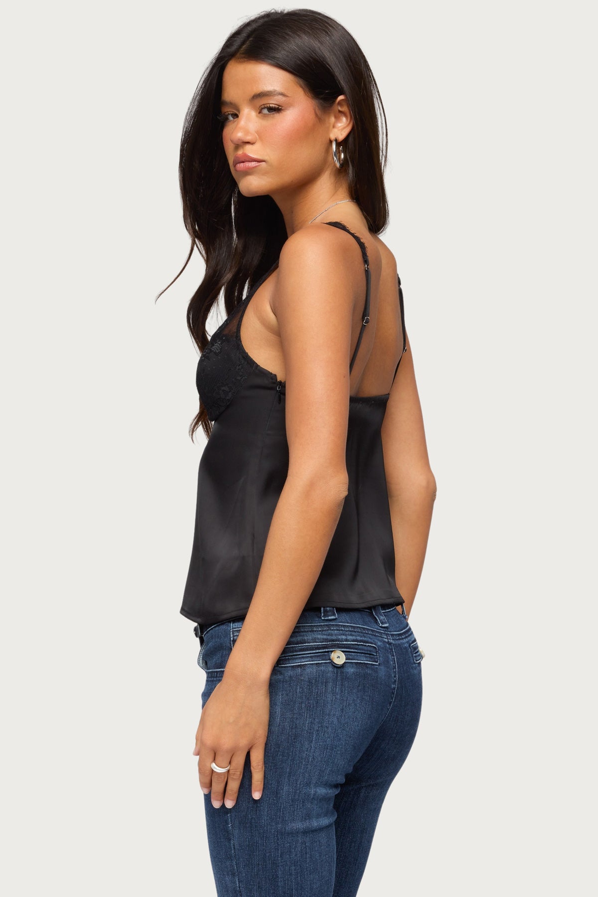 Vikkey Lacey Satin Effect Tank Top - Image 5
