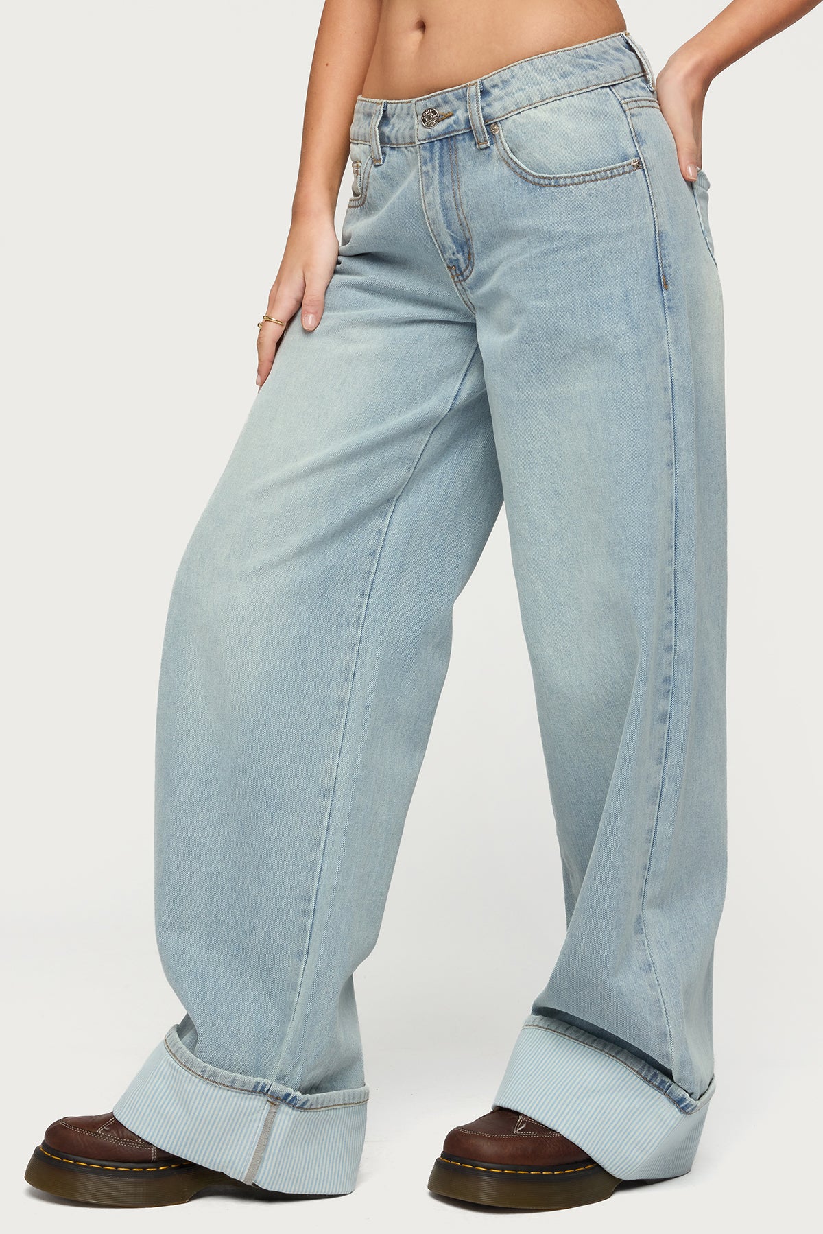 Contrast Heart Low Rise Baggy Jeans - Image 4