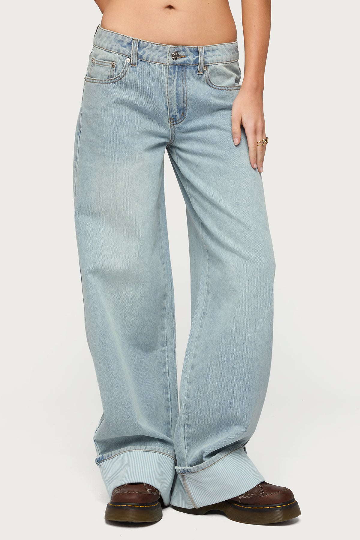 Contrast Heart Low Rise Baggy Jeans - Image 2