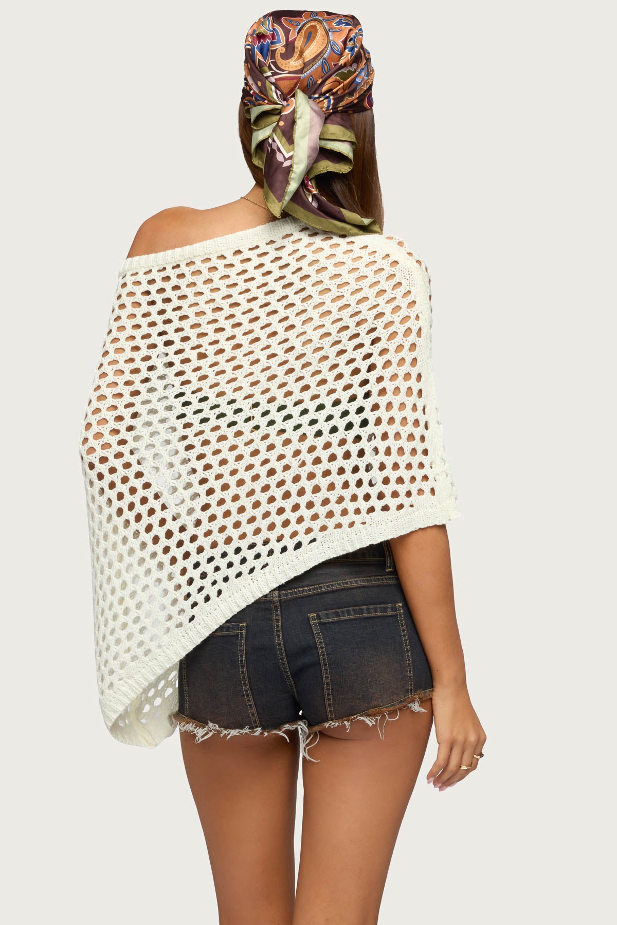 Cloe Off Shoulder Crochet Poncho - Image 6