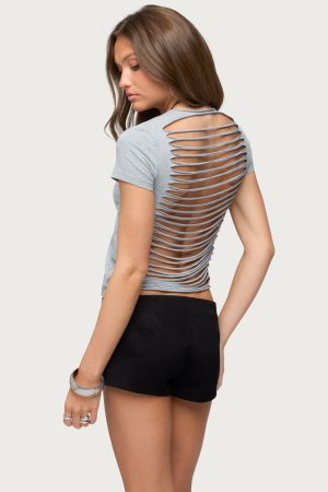 Izabelle Shredded Back T Shirt