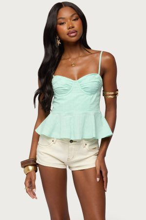 Peplum Linen Look Tank Top