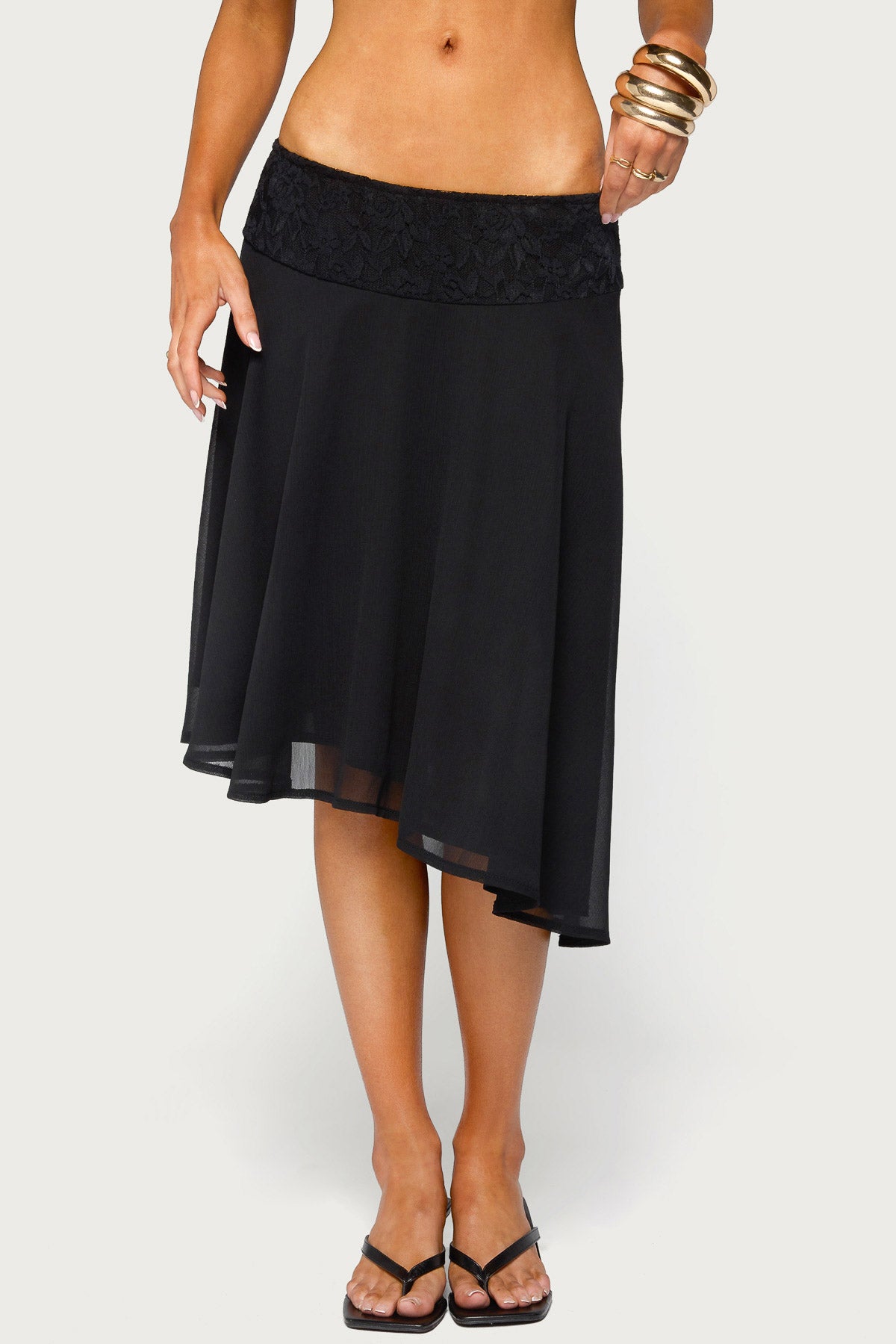 Evia Lacey Asymmetric Midi Skirt - Image 2