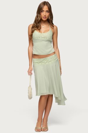 Evia Lacey Asymmetric Midi Skirt