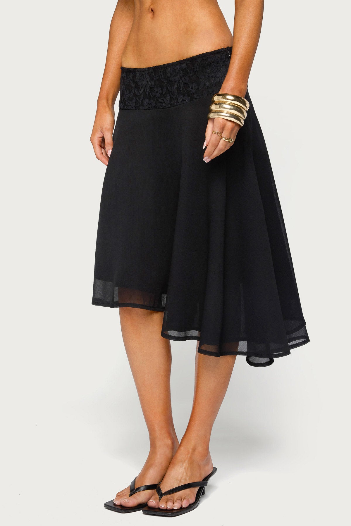 Evia Lacey Asymmetric Midi Skirt - Image 3