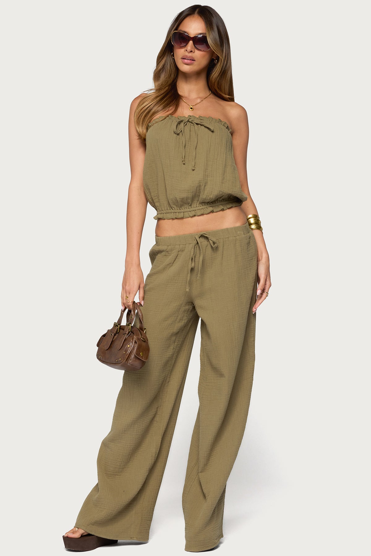 Viktoria Wide Leg Gauze Pants