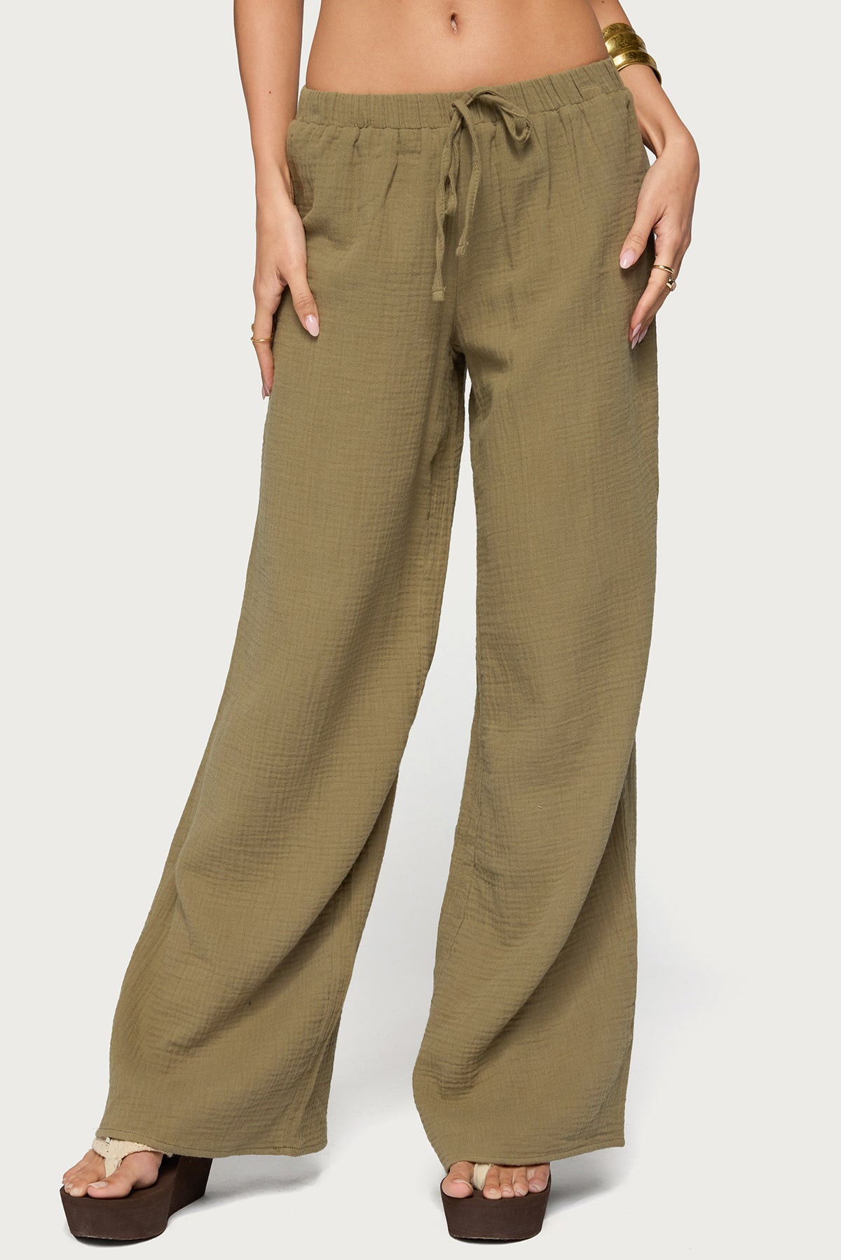 Viktoria Wide Leg Gauze Pants - Image 2