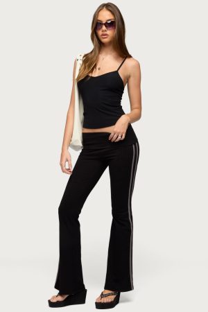 Charly Foldover Stripey Flared Pants
