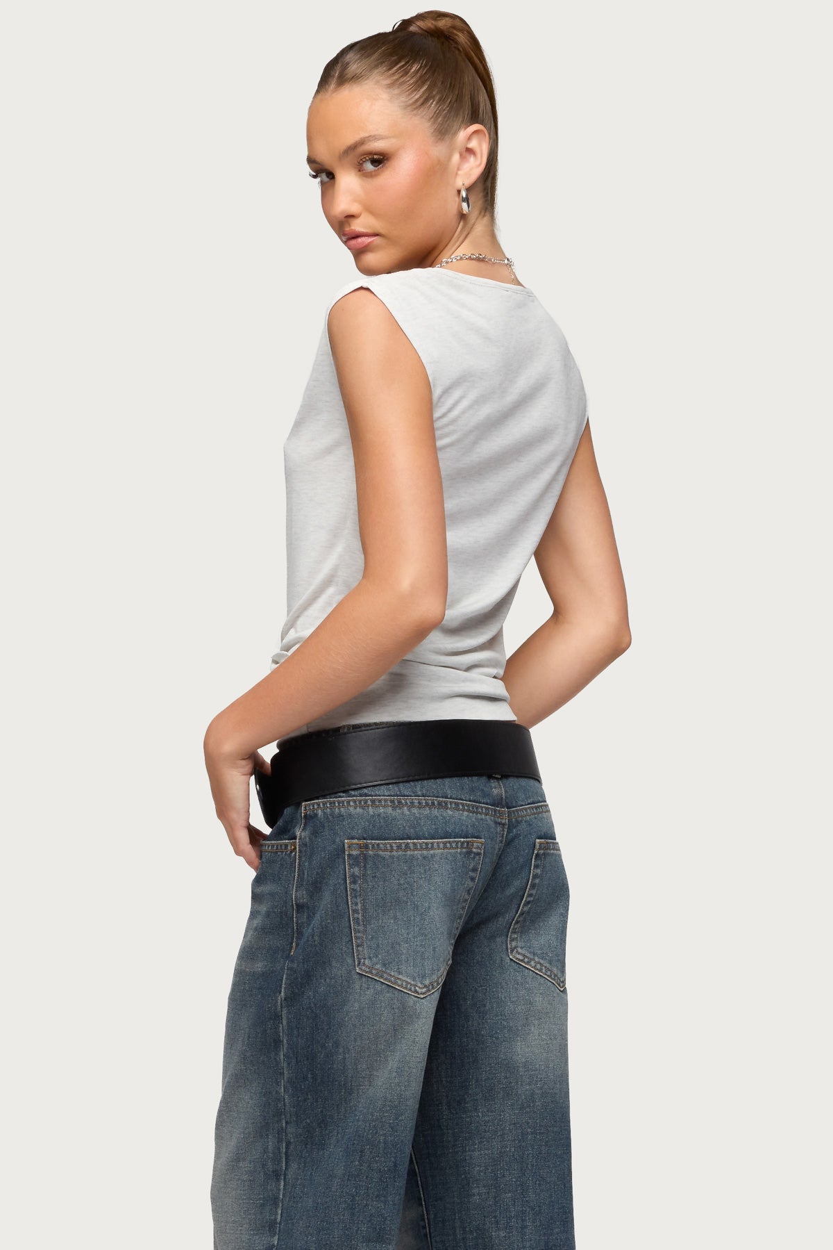 Tie Front V Neck Wrap Top - Image 4