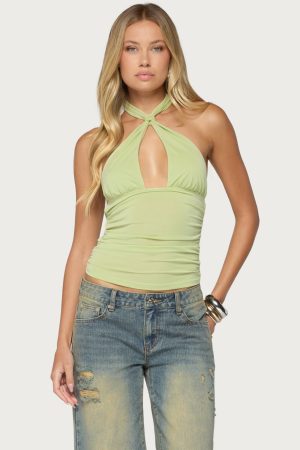 Surrey Knotted Cutout Halter Top