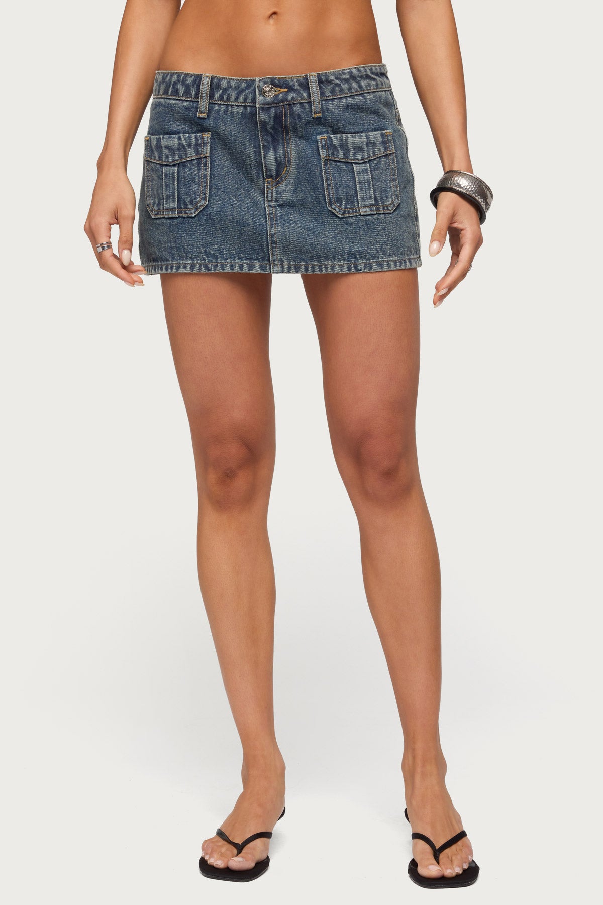 Ayala Washed Denim Micro Skort - Image 2