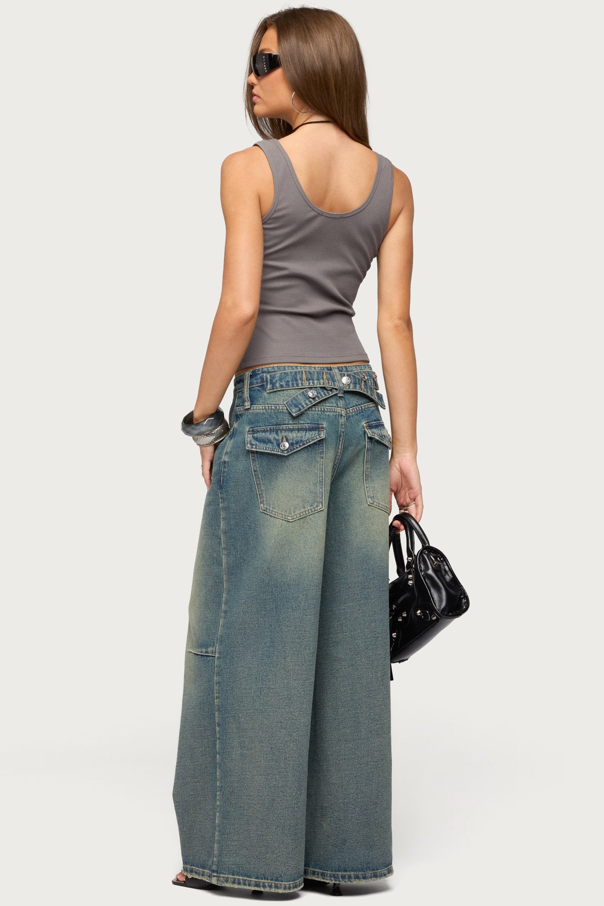 Adjustable Button Low Rise Baggy Jeans - Image 5